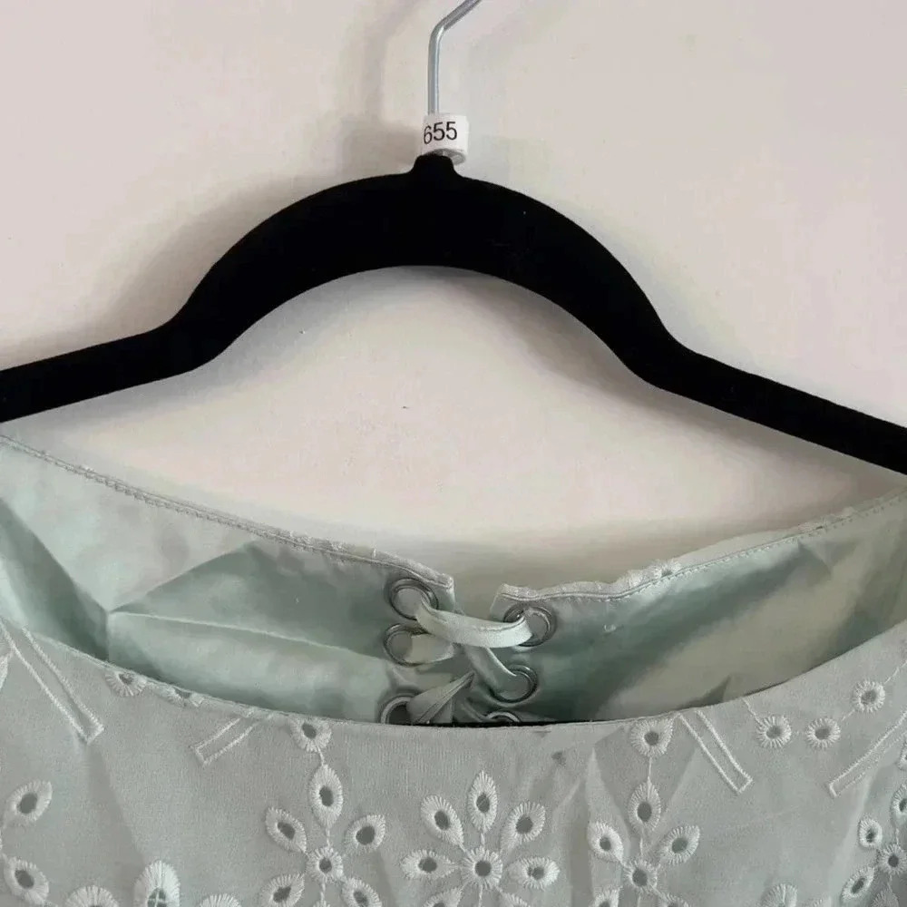 89 Majorelle Esmeralda Seafoam Green Eyelet Dress Size Small - Picture 5 of 8